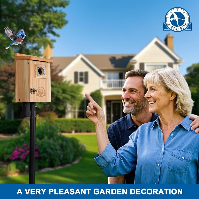 SISTERBIRD Bird Houses for Outside 1-1/2” Entrance Hole Cedar Birdhouses with Metal Guard Outdoor Bluebird Wren Swallow Finch Asssembly Required - Image 4